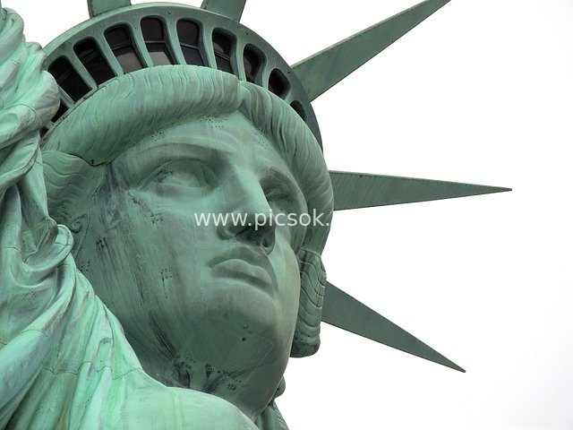 Close-up of the Statue of Liberty, Iconic American Sculpture in New York