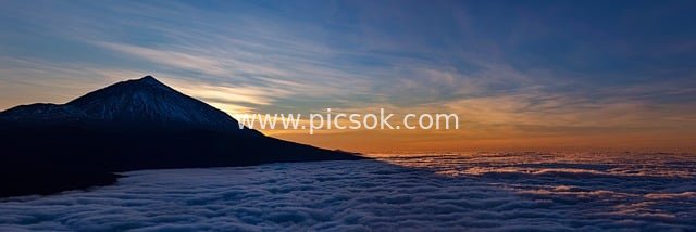 西班牙特内里费岛泰德火山日落云海全景
