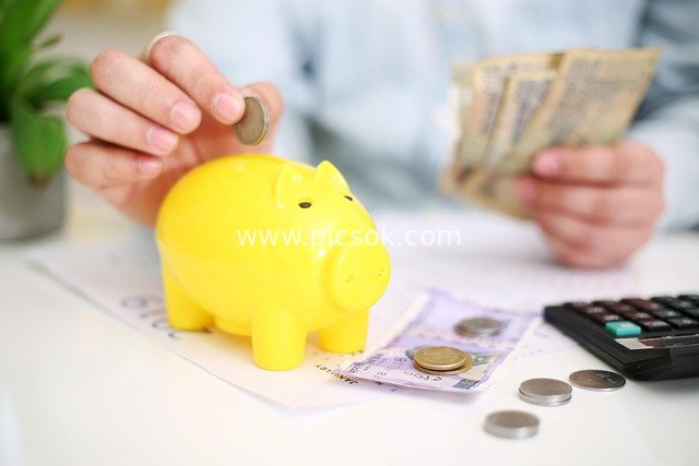Warm Financial Management: Scene of Saving Cash with a Piggy Bank
