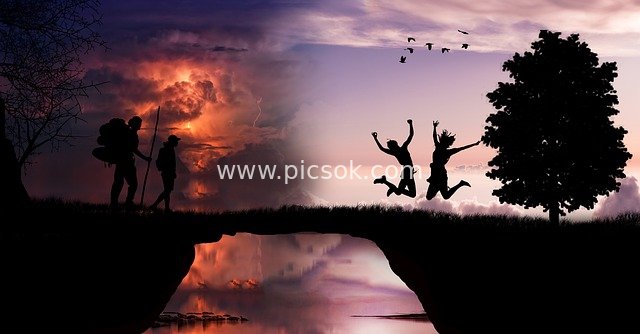 Silhouette of Life Choices: A Decision Moment at the Divide of Light and Darkness