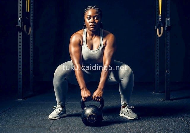 健身房女性壶铃训练 力量健身肌肉展示