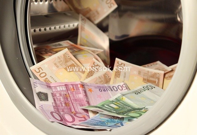 Euro Banknotes in a Washing Machine - Financial Money Laundering & Corruption Scene Material