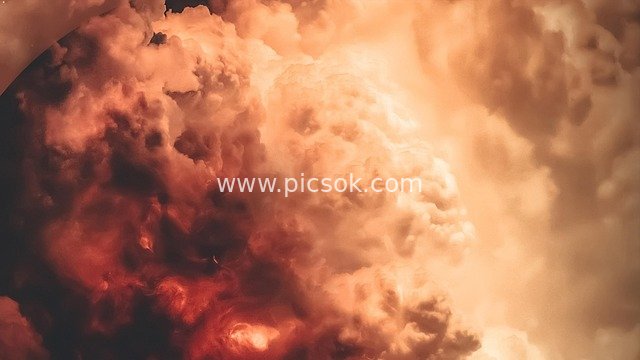 梦幻橙红火焰云 宇宙星云晚霞抽象天空素材