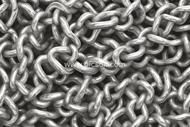 Close-Up of Silver Metal Chain – Industrial-Style Safety Connection Background Material