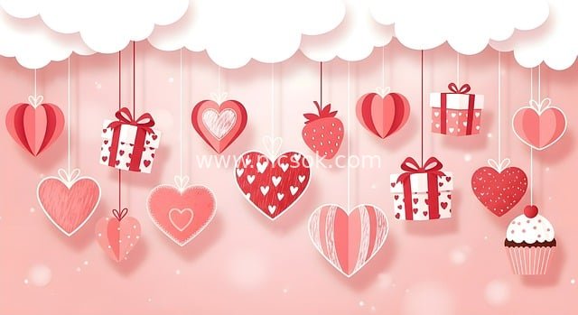 Romantic Valentine's Day Heart Decoration & Gift Background Material