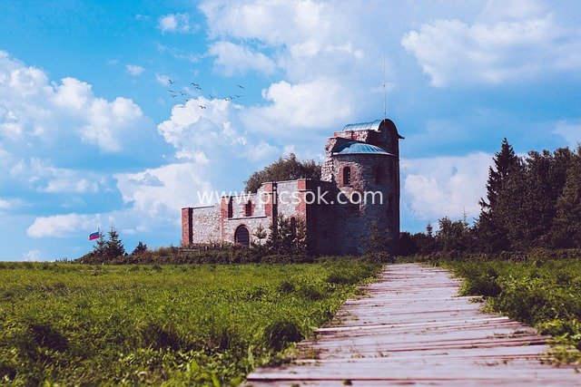 Scenery of the Ruins of Rurik Settlement in Veliky Novgorod, Russia