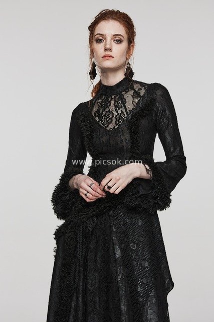 Dark Gothic Lace Tassel Dress - Victorian Retro Style