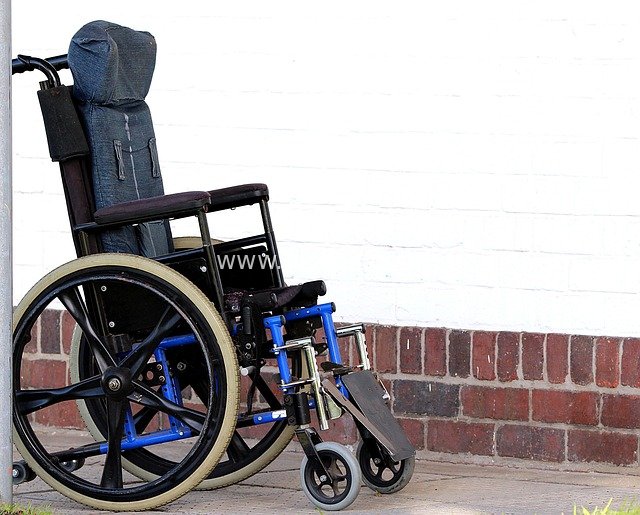 Blue Manual Wheelchair - Rehabilitation Aid for People with Disabilities
