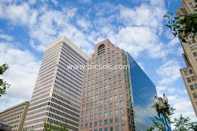 Urban Landscape of Modern Office Buildings in Downtown Providence