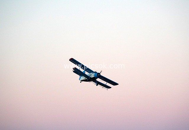 Beautiful Flight Scene of a Small Seaplane Soaring in the Sky