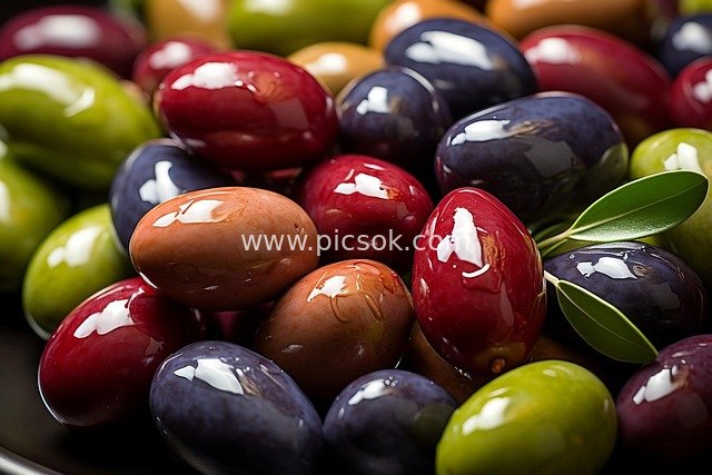 多彩新鲜橄榄特写 健康有机饮食素材