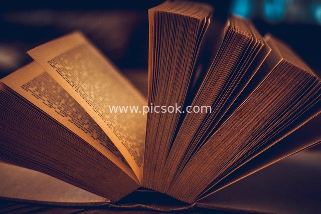 Close-up of Unfolded Vintage Book Pages – Material for Reading, Learning, Wisdom and Stories