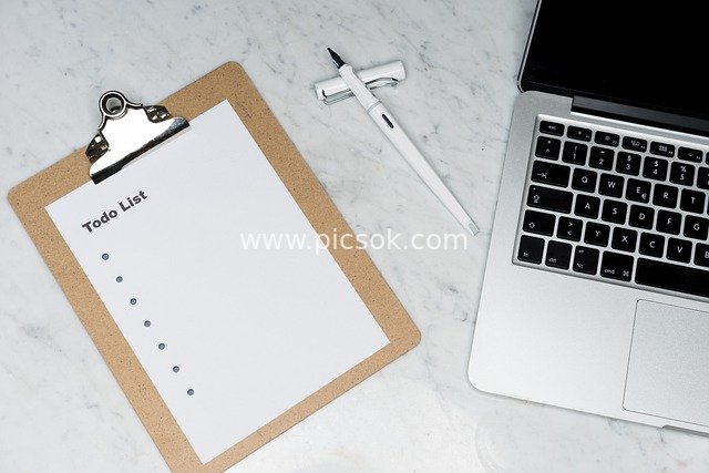 Neat Office Work Scene with To-Do List and Office Equipment