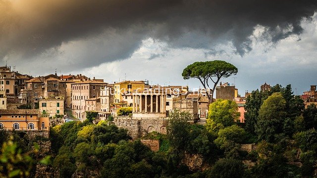 Architectural Scenery of the Medieval Town of Tivoli, Italy
