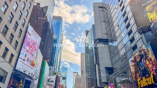 纽约曼哈顿繁华街区现代建筑景观