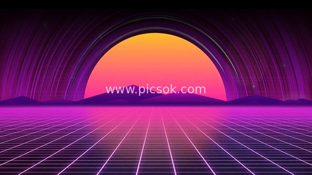 80s Cyberpunk Synthwave Neon Sunset Scene