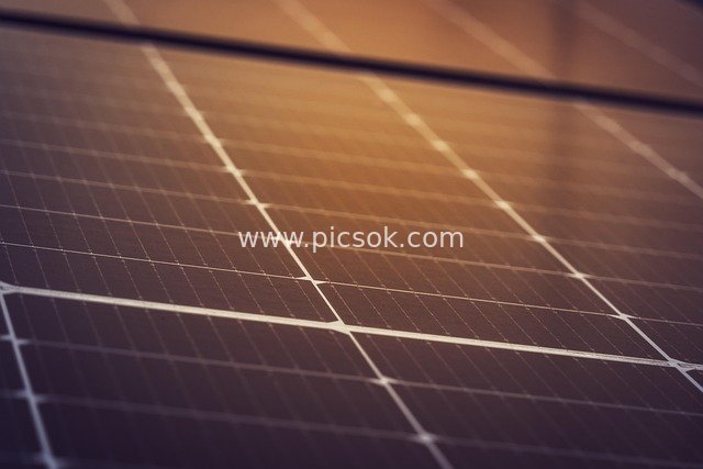 Close-up of Solar Photovoltaic Panels - Green Energy Power Generation Device
