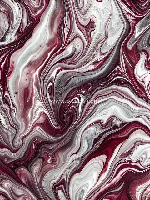 红白色抽象流体画 大理石纹理艺术背景壁纸