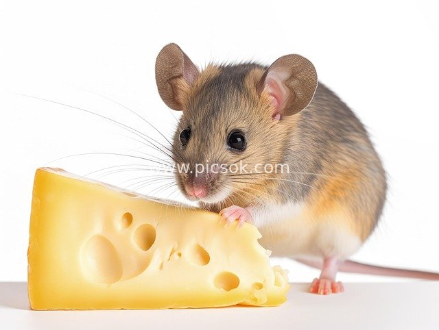 Adorable Little Mouse’s Feeding Moment with Swiss Cheese