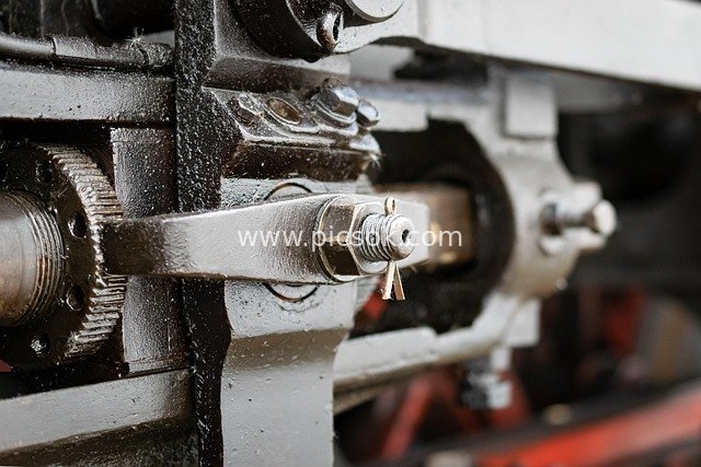 蒸汽机车金属部件 油污安全销宏观特写