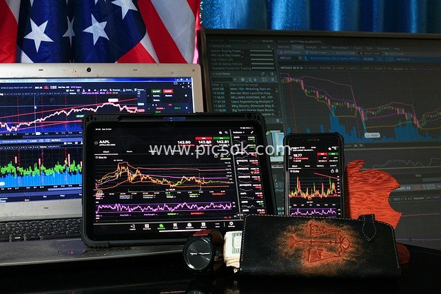 Multi-Device Financial Trading Monitoring: Stock and Cryptocurrency Candlestick Charts