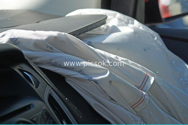 Close-up of Deployed White Airbag in Car Crash Test