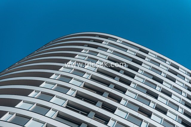 Modern Curved Building Exterior - Urban Commercial Office Tower