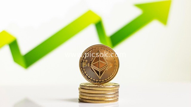 Investment Scene Featuring Ethereum Cryptocurrency and Growth Arrow