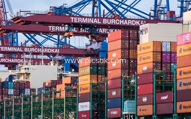 Logistics Operation Scene at Hamburg Port Container Terminal