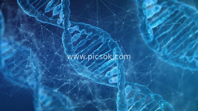 3D Blue DNA Double Helix Tech & Biological Gene Wallpaper Material