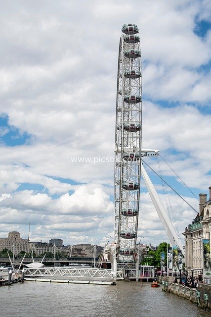 London Eye Ferris Wheel: A City Landmark by the Thames River