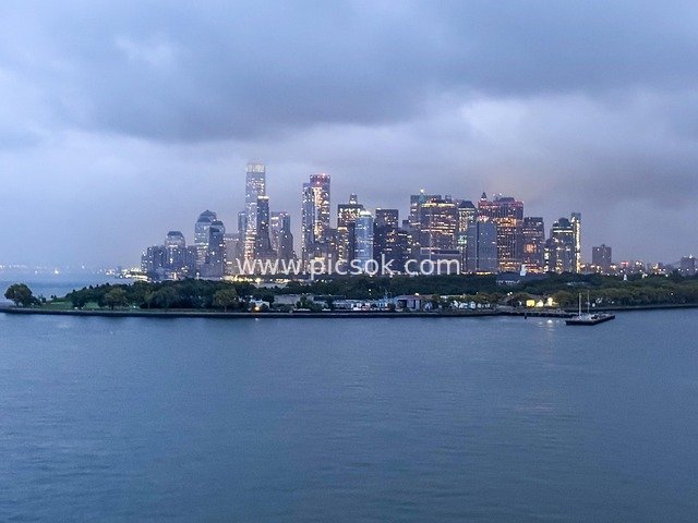 纽约曼哈顿夜景天际线都市景观