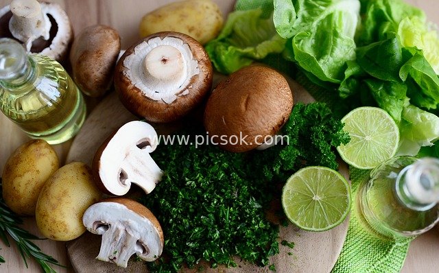 新鲜蘑菇蔬菜香草 健康烹饪食材素材