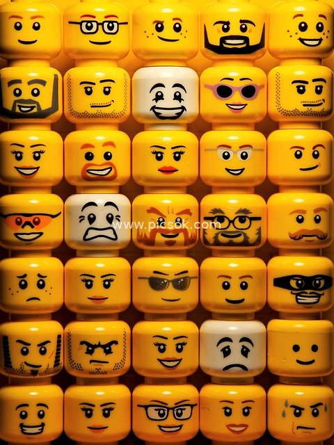 LEGO Minifigure Heads with Diverse Expressions - Creative Mobile Wallpaper Material