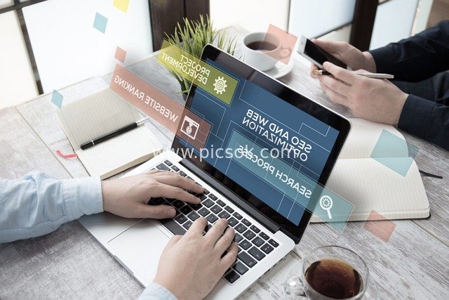 SEO Digital Marketing Office Scene – Collaborative Team Workspace