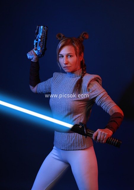 Female Star Wars Cosplay Warrior | Lightsaber & Blaster Sci-Fi Hero