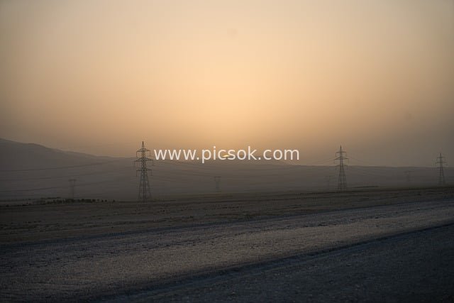 Sunset Over the Afghan Highlands: A Serene Natural Scene at Golden Hour