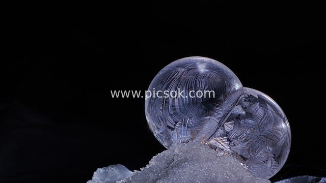 冰冻泡泡与冰晶：冬日自然艺术之美