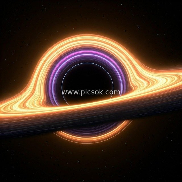 Artistic Concept Image of Black Hole Accretion Disk in Cosmic Starry Sky (Astrophysics)
