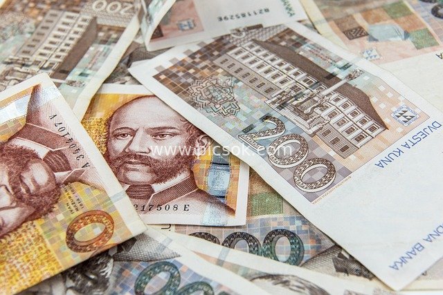 Close-up of Croatian Kuna Banknotes: Financial & Commercial Currency Scene