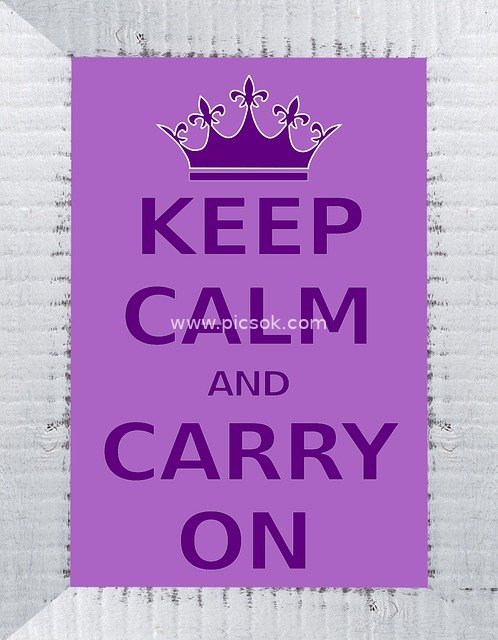 Purple 'Keep Calm' Inspirational Poster – Motivating Slogan Design