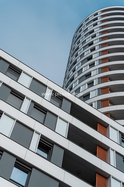 Exterior of High-Rise Buildings in Modern Cities: Commercial Buildings and Urban Skyline