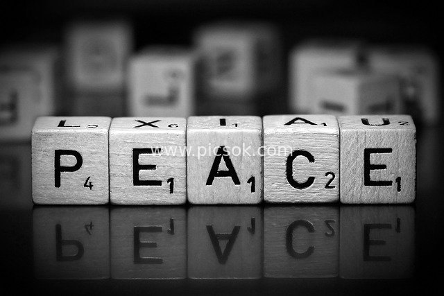 Scrabble Letter Tiles Spelling 'Peace' - Black and White Creative Material