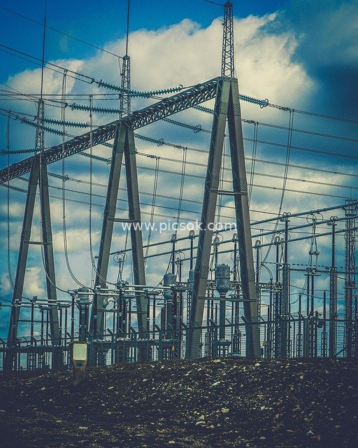 High-Voltage Substation Power Facilities - Industrial Energy Transmission Scene