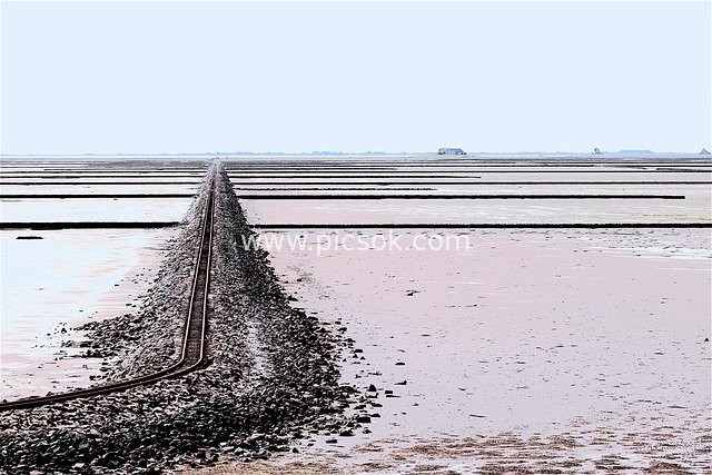 Halligbahn Tidal Flat Landscape in the Wadden Sea, North Sea