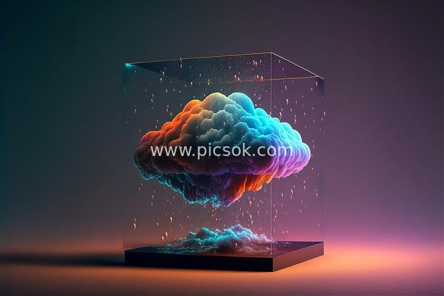 Tech-Styled Colorful Cloud Cube: Conceptual Visual of Cloud Computing Servers