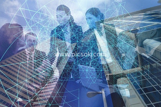 Business Handshake: Tech-Infused Corporate Team Collaboration & Innovation Scene