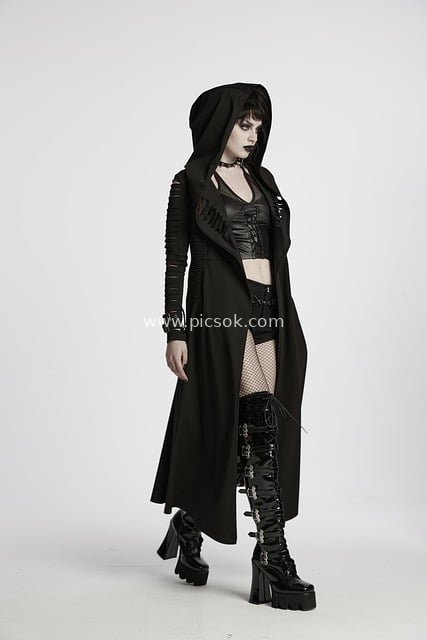 Dark Gothic Style Female Model in Punk Dark Fashion Outfit Photo
