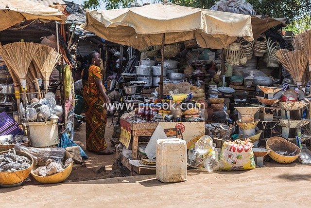 Live Shot of Traditional Market Trade in Dakar, Senegal