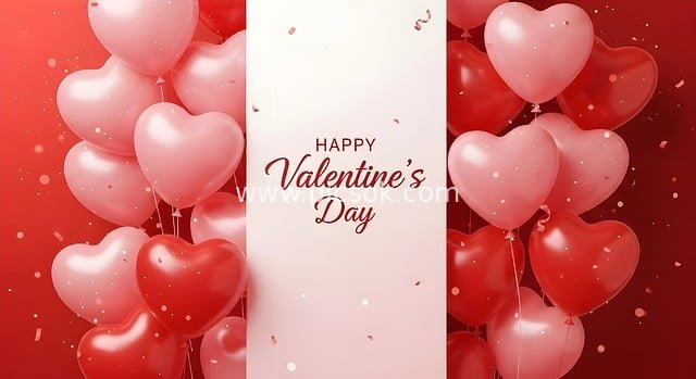 Romantic Valentine's Day Heart Balloon Background & Sweet Atmosphere Decoration Image